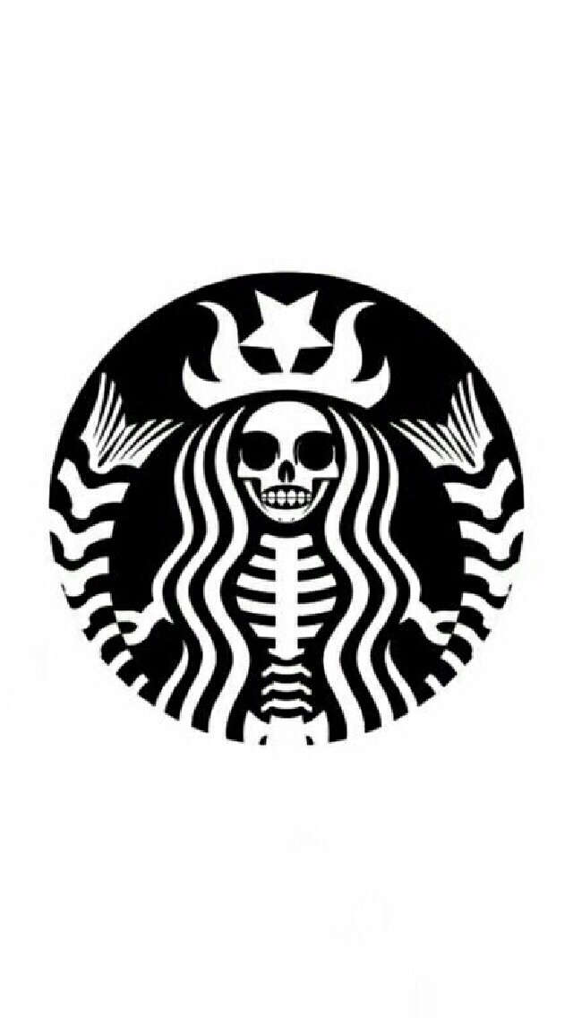 Download Black and white skeleton starbucks logo...
